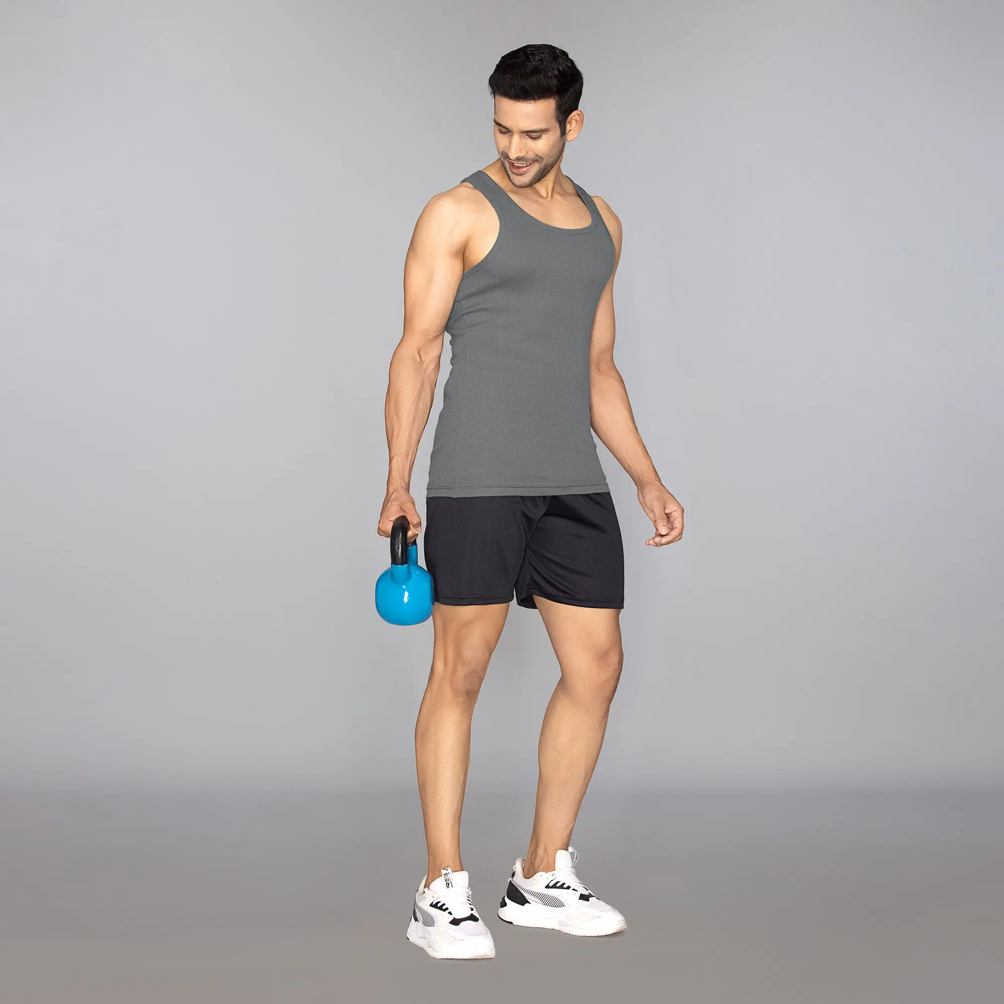 Nova Round Neck Racer Back Vest Ash Grey - Image 4