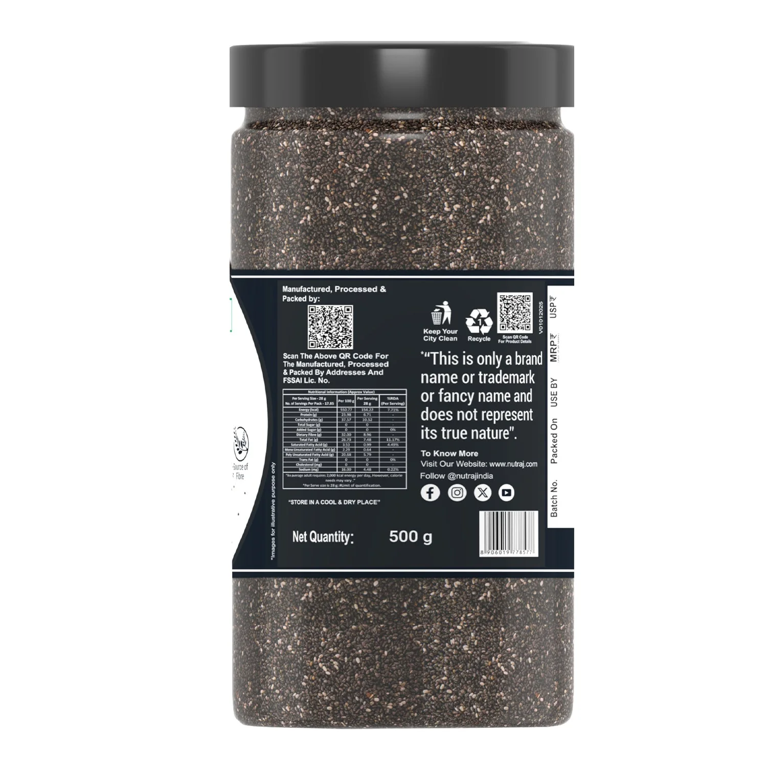 Nutraj Chia Seeds 500g jar - Image 5