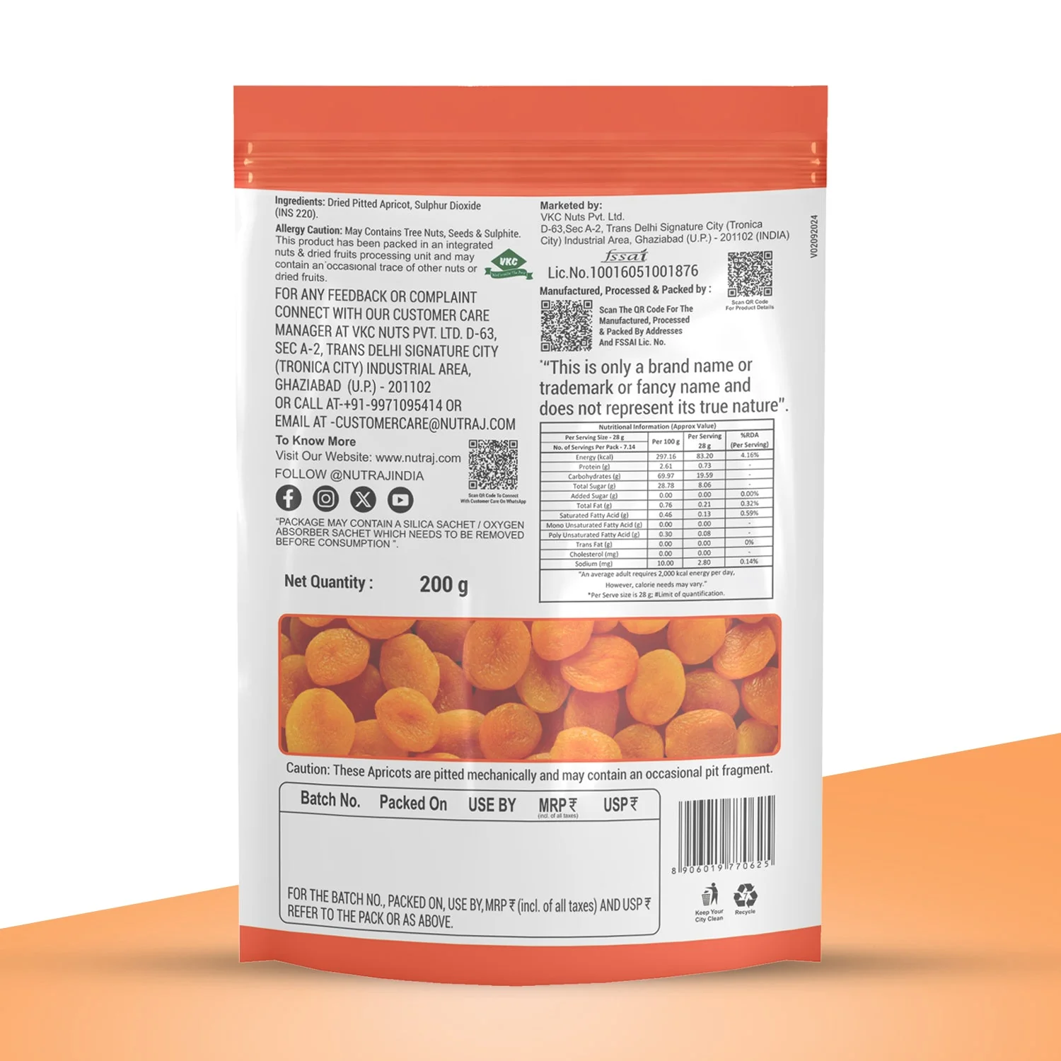 Nutraj Premium Dried Pitted Turkish Apricots 200gm - Image 2