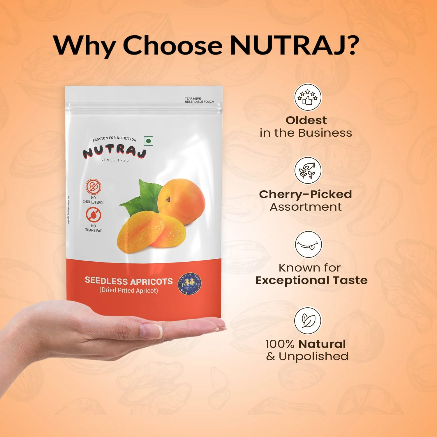 Nutraj Premium Dried Pitted Turkish Apricots 200gm - Image 3