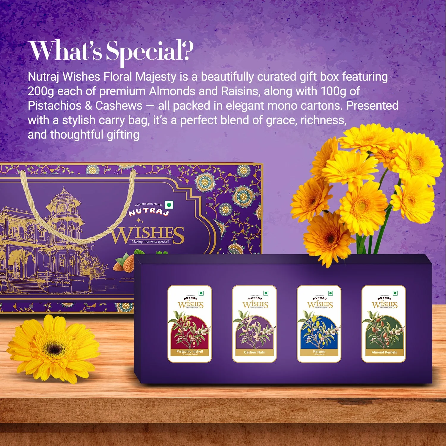 Nutraj Wishes Floral Majesty 600g Diwali Gift Box | GB-79 - Image 3