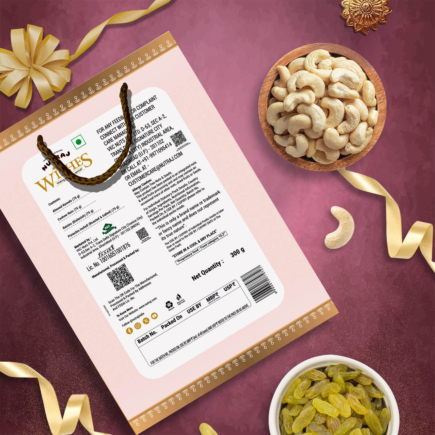 Nutraj Wishes Nutty Celebration Diwali Gift Box 300g | GB - 62 - Image 3
