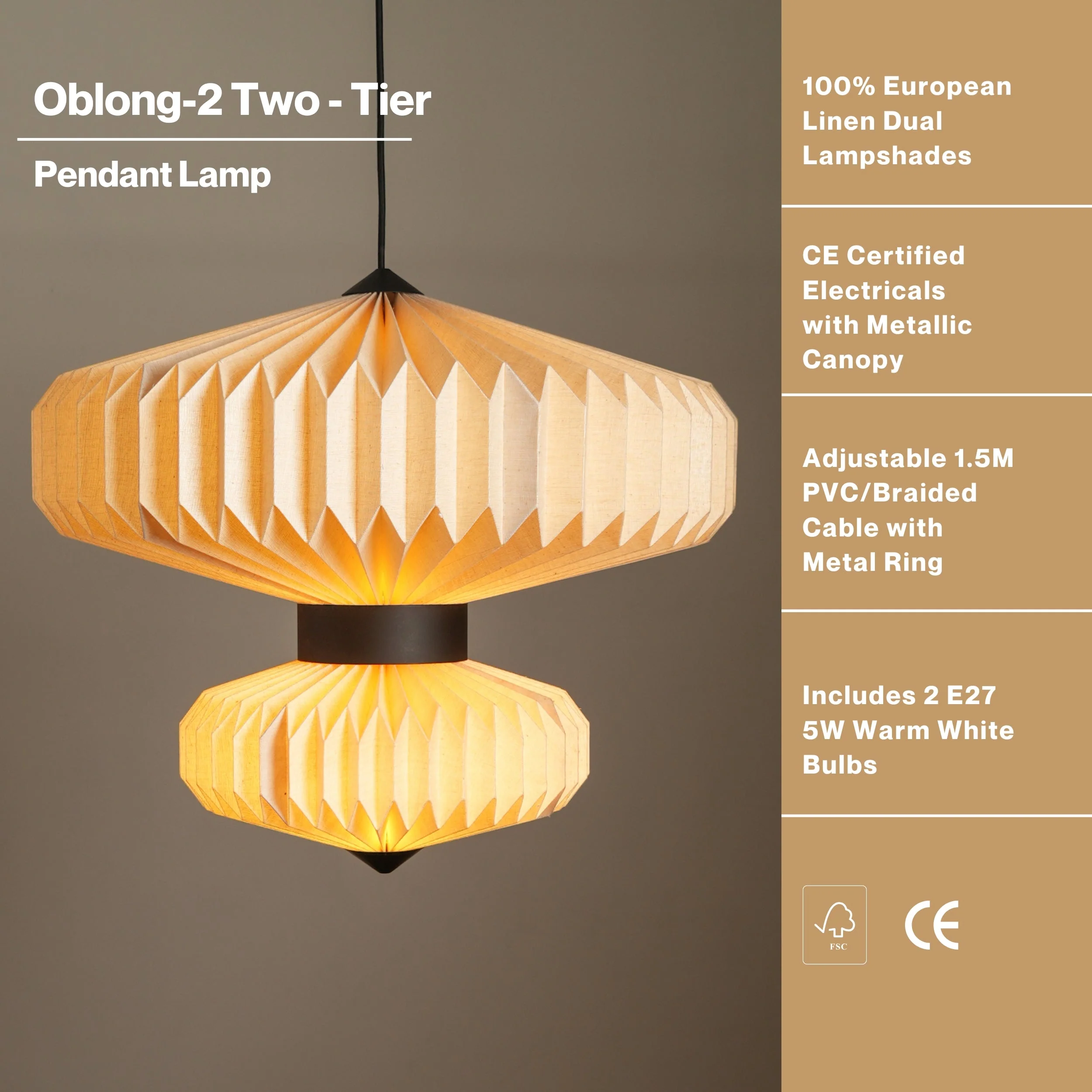 Oblong-2 Two - Tier Pendant Lamp - Image 8