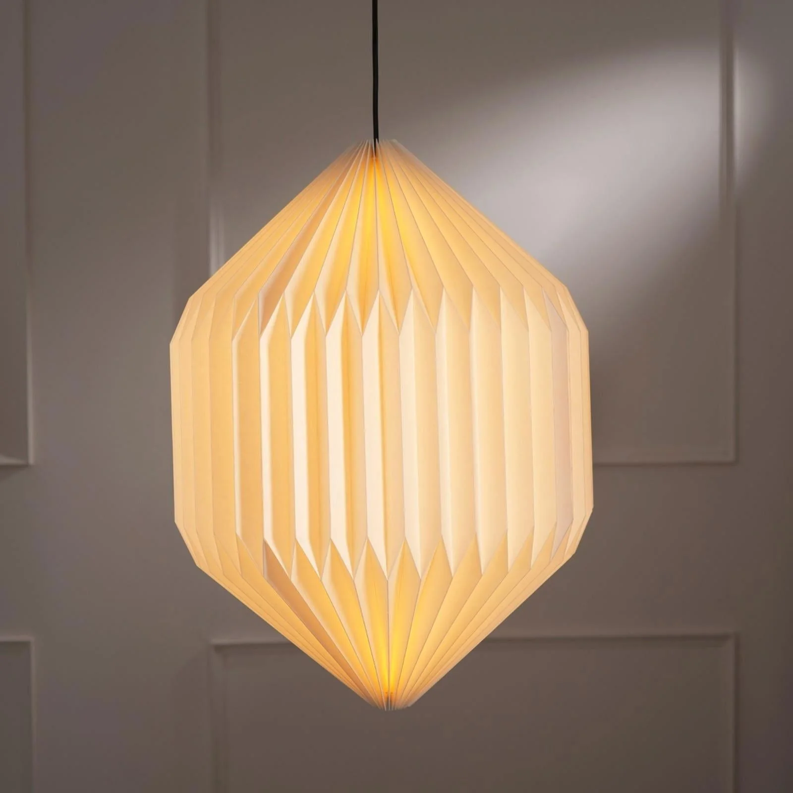 Oblong Pendant Lamp - Scandinavian Design, Handpleating, Origami Lampshade - Image 2