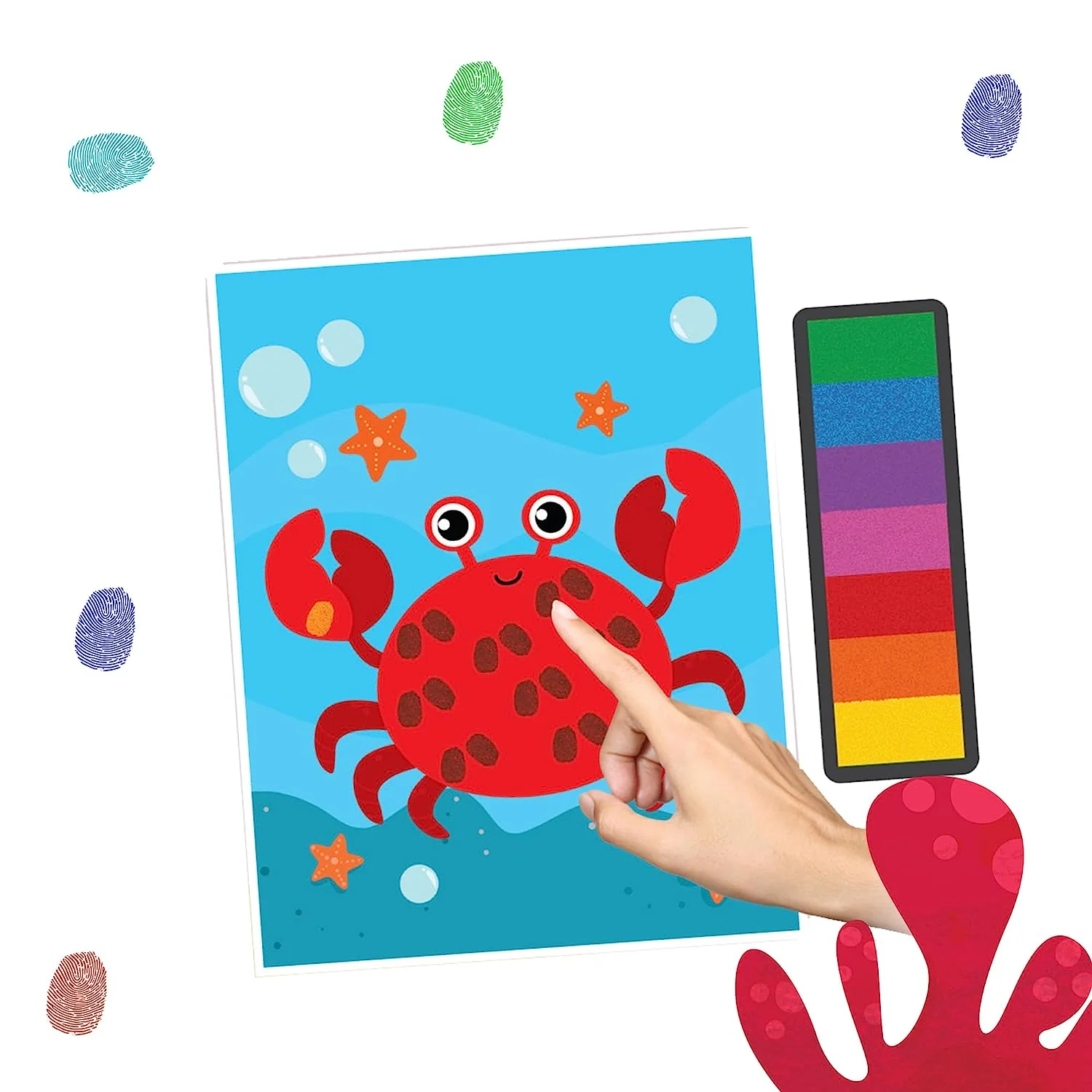 Ocean Fingerprint Art Activity Book for Children Age 4 - 9 years with Thumbprint Gadget | Colouring Book for Kids - Image 4