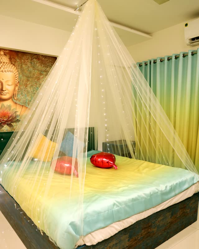Off White Color Decoration Net Cabana Tent  (With 5M Led Light)