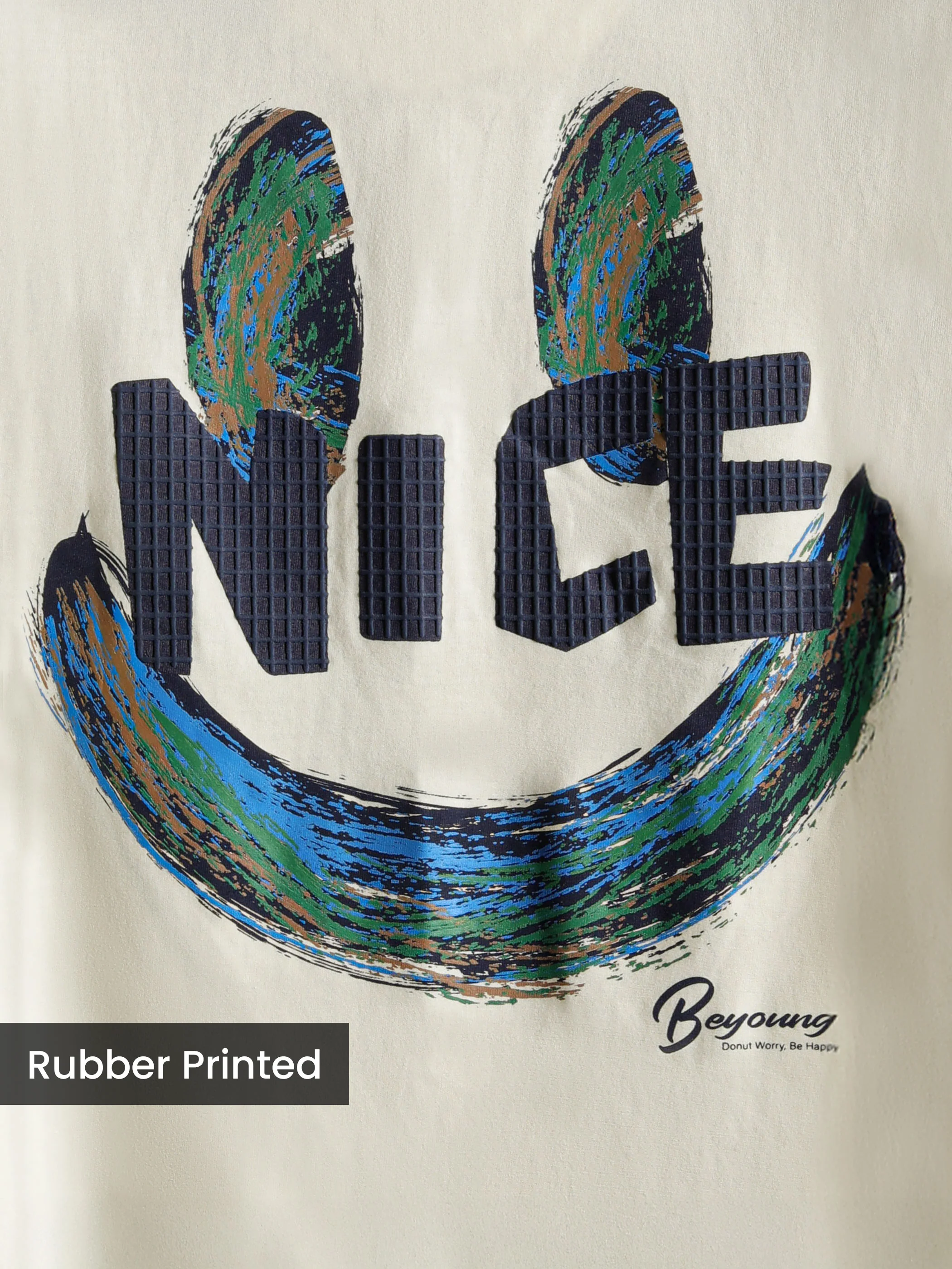 Off White Smiley Rubber Printed T-shirt - Image 3