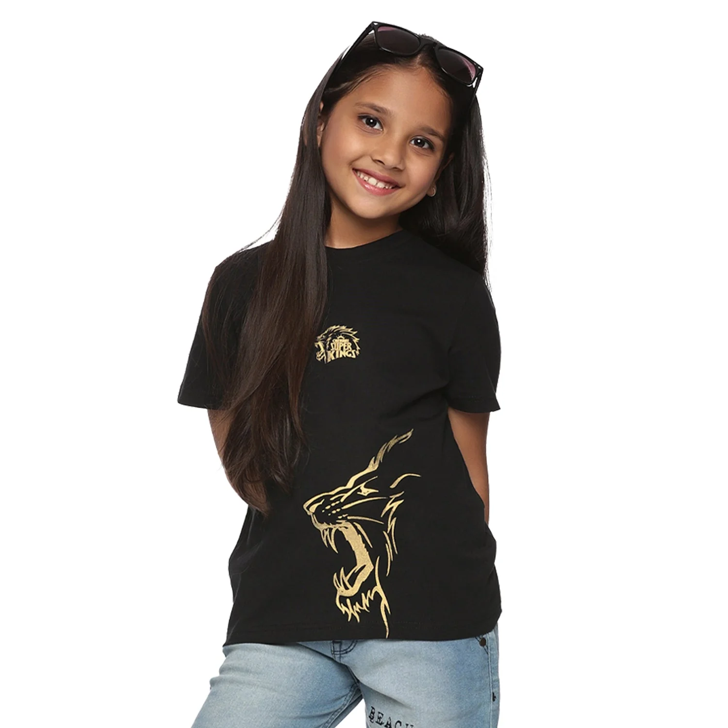 Official CSK Leo Kids T-Shirt - Black/Gold - Image 2
