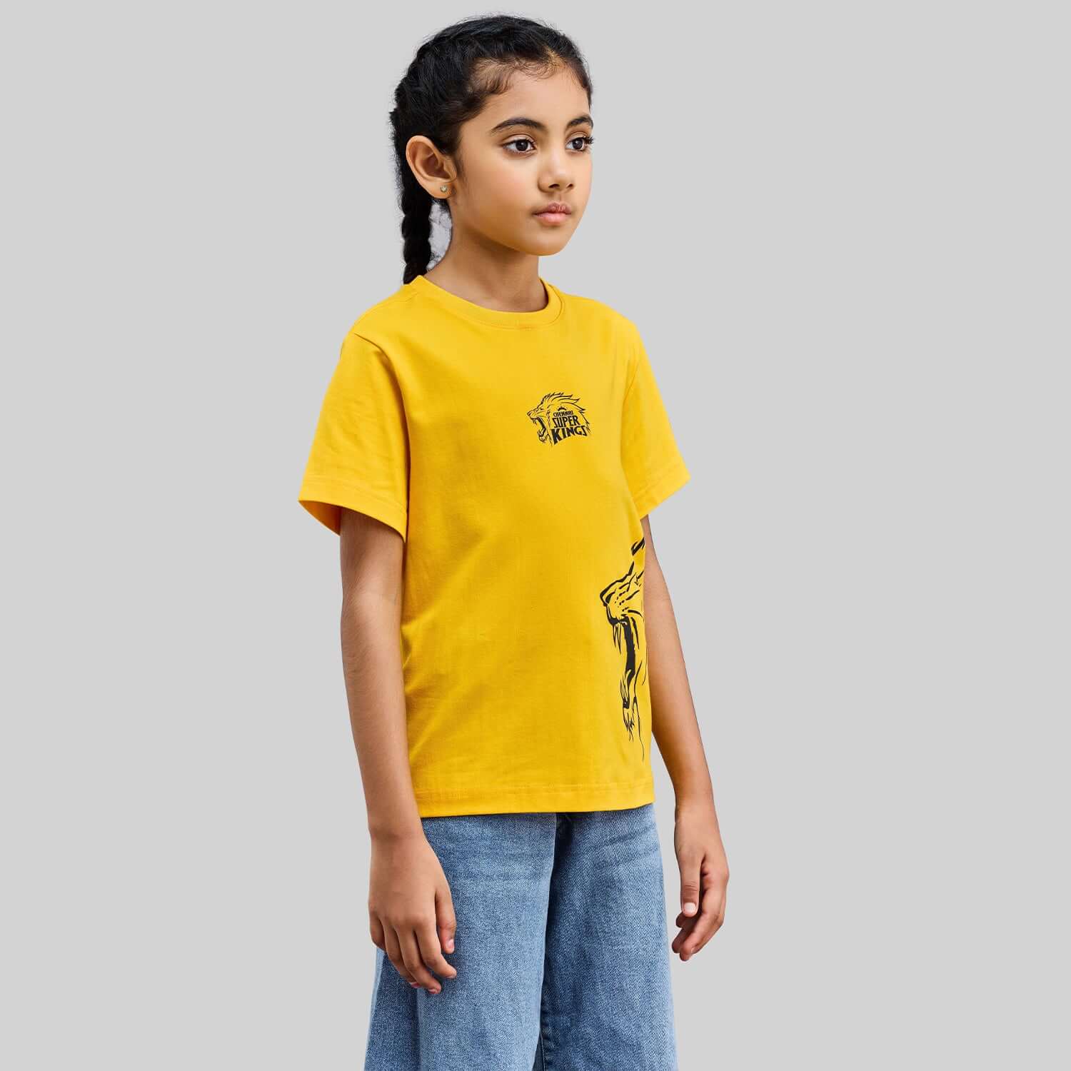 Official CSK Merch - Yellow Leo Print Kids T-Shirt - Image 10