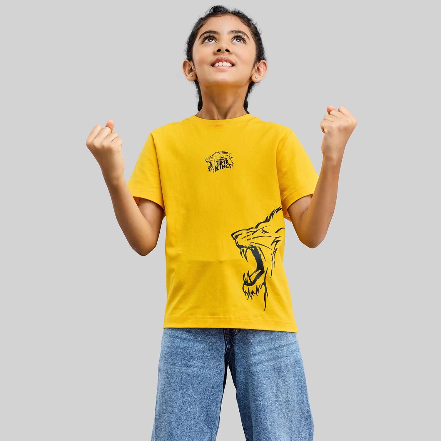 Official CSK Merch - Yellow Leo Print Kids T-Shirt - Image 6
