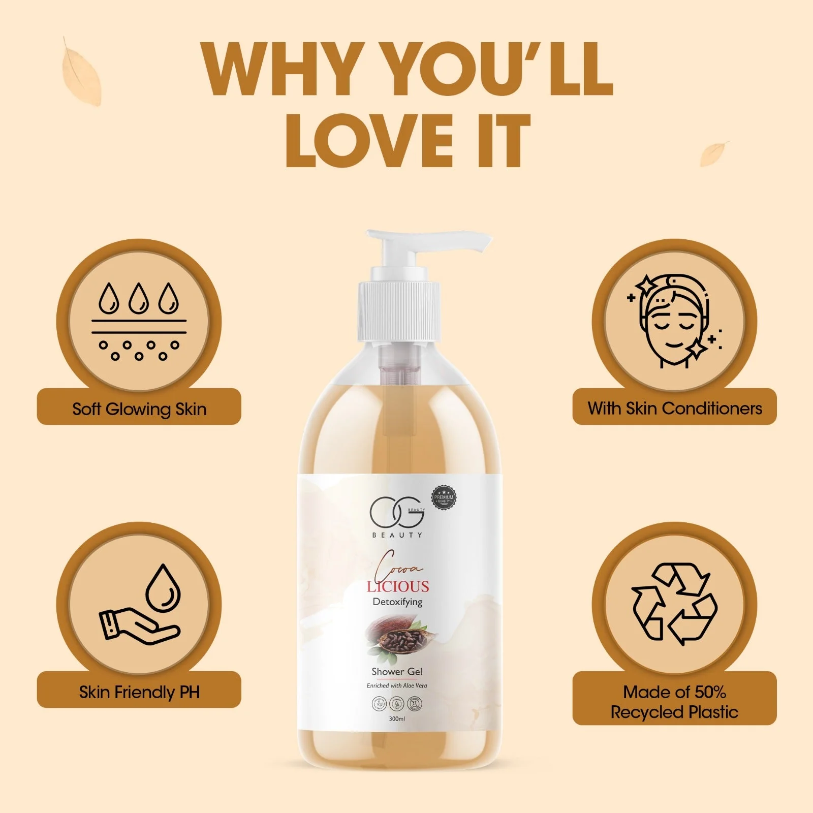 OG BEAUTY Cocoa Licious Detoxifying Shower Gel 300ml - Image 2