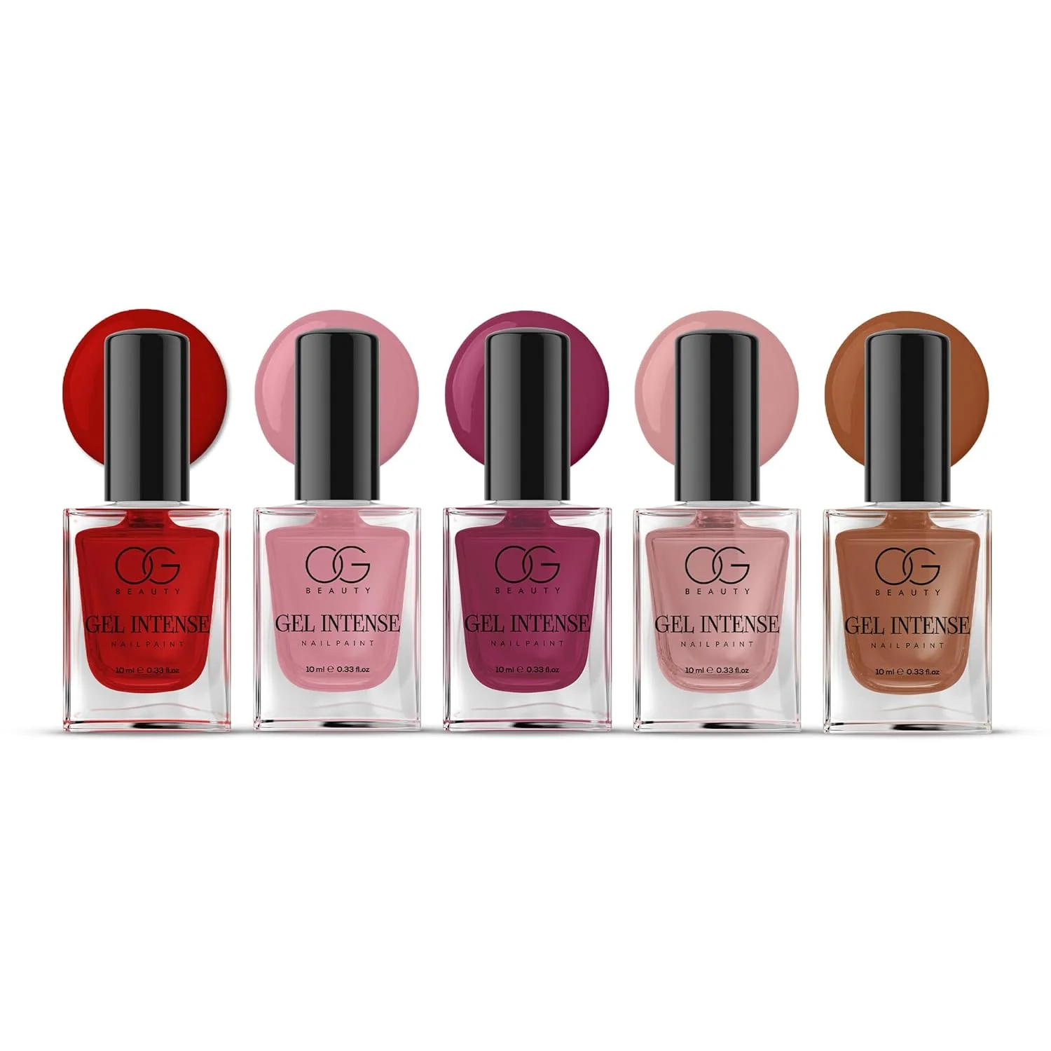 OG BEAUTY Gel Intense Nail Paint Set of 5 - 10ml Each
