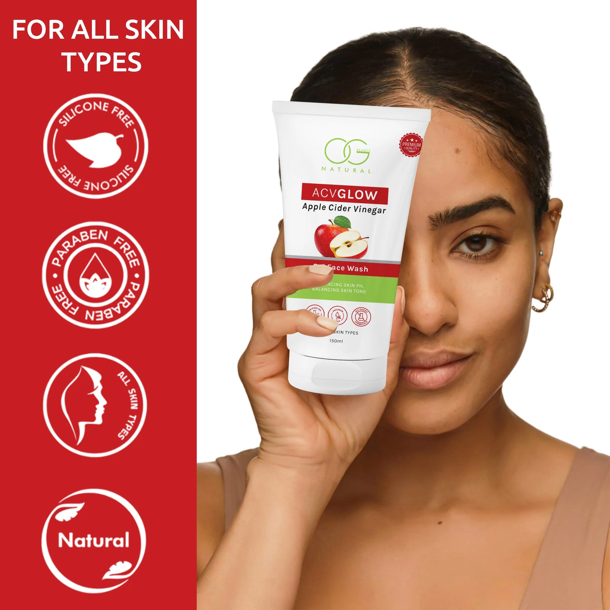 OG BEAUTY Natural ACVGLOW Apple Cider Vinegar Gel Face Wash 150 ML - Image 5