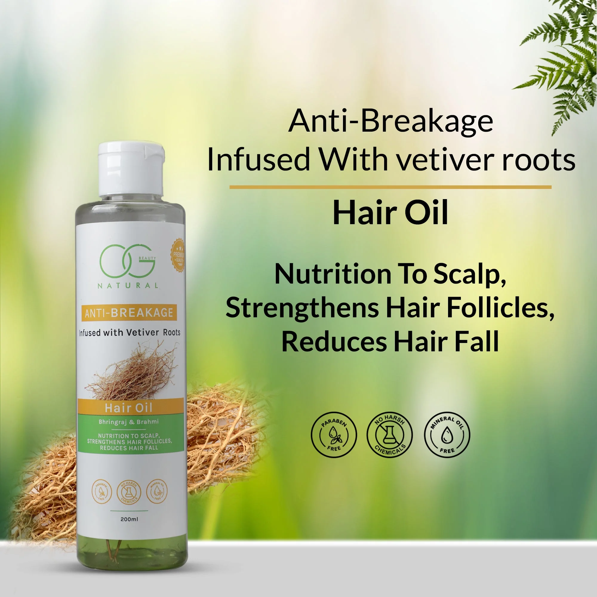 OG BEAUTY Natural Anti-Breakage Bhringraj & Brahmi Hair Oil 200 Ml - Image 2