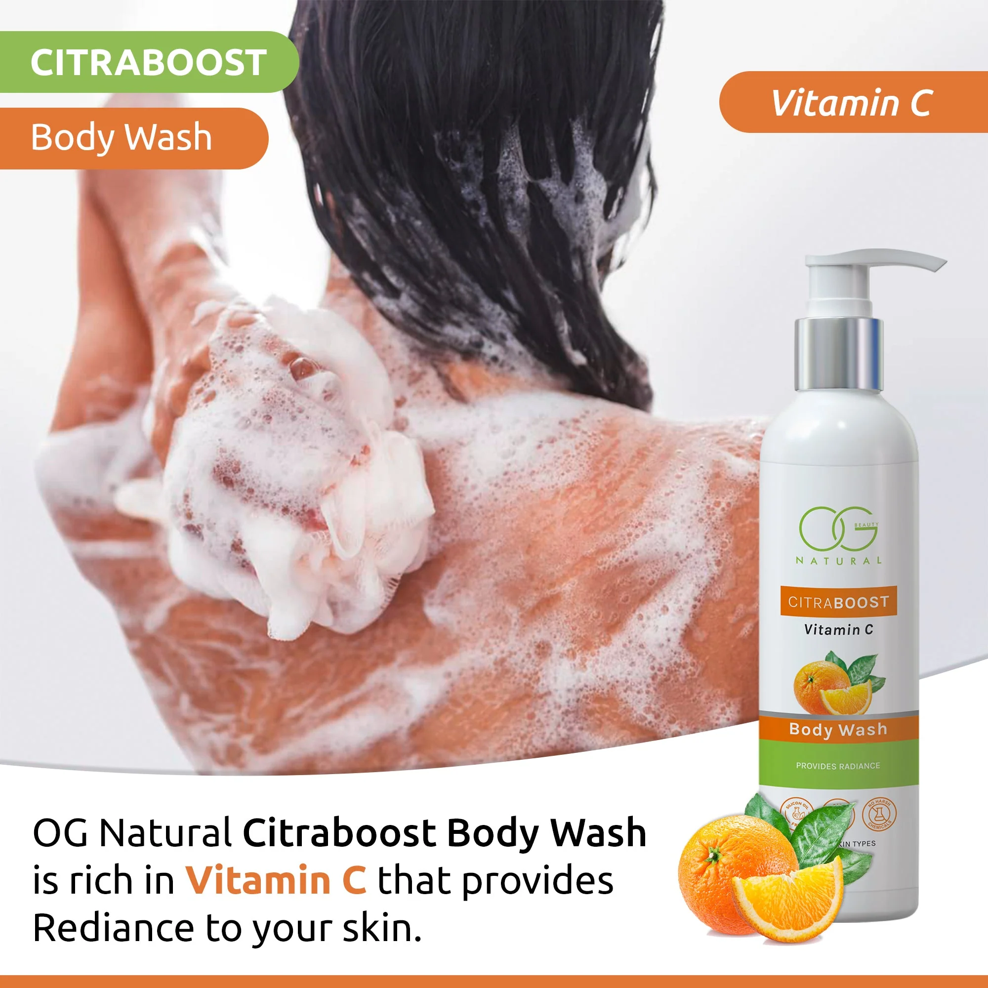 OG BEAUTY Natural Citraboost Vitamin C Body Wash 250 Ml - Image 2