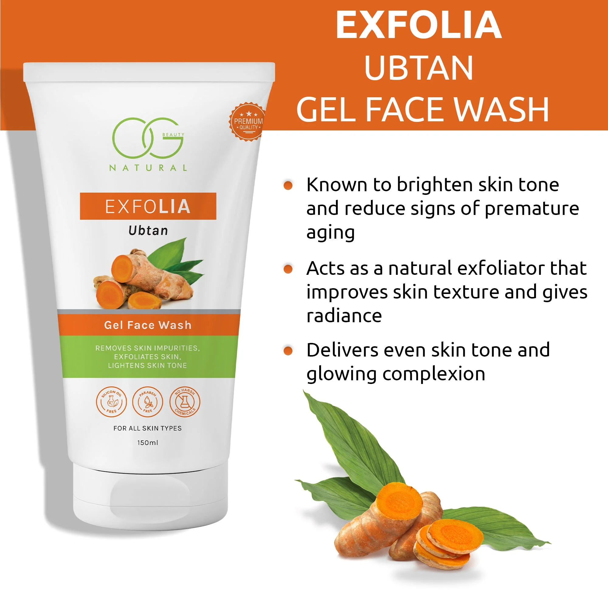 OG BEAUTY Natural Exfolia Ubtan Gel Face Wash 150 Ml - Image 2
