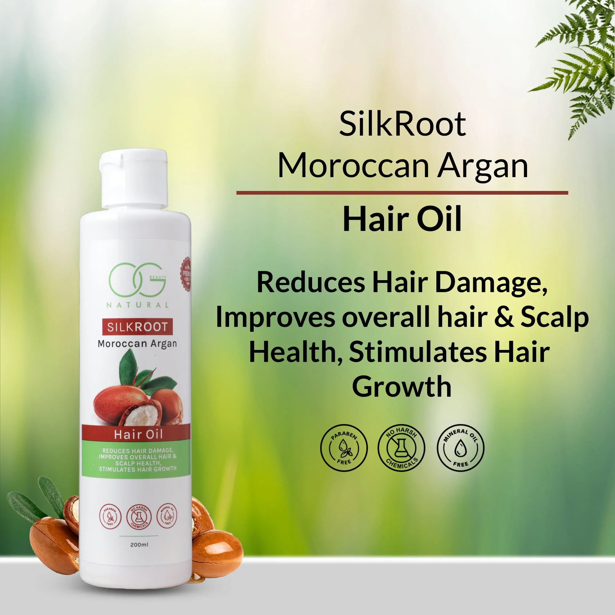 OG BEAUTY Natural Moroccan Argan Hair Oil with SilkRoot 200 ML - Image 2