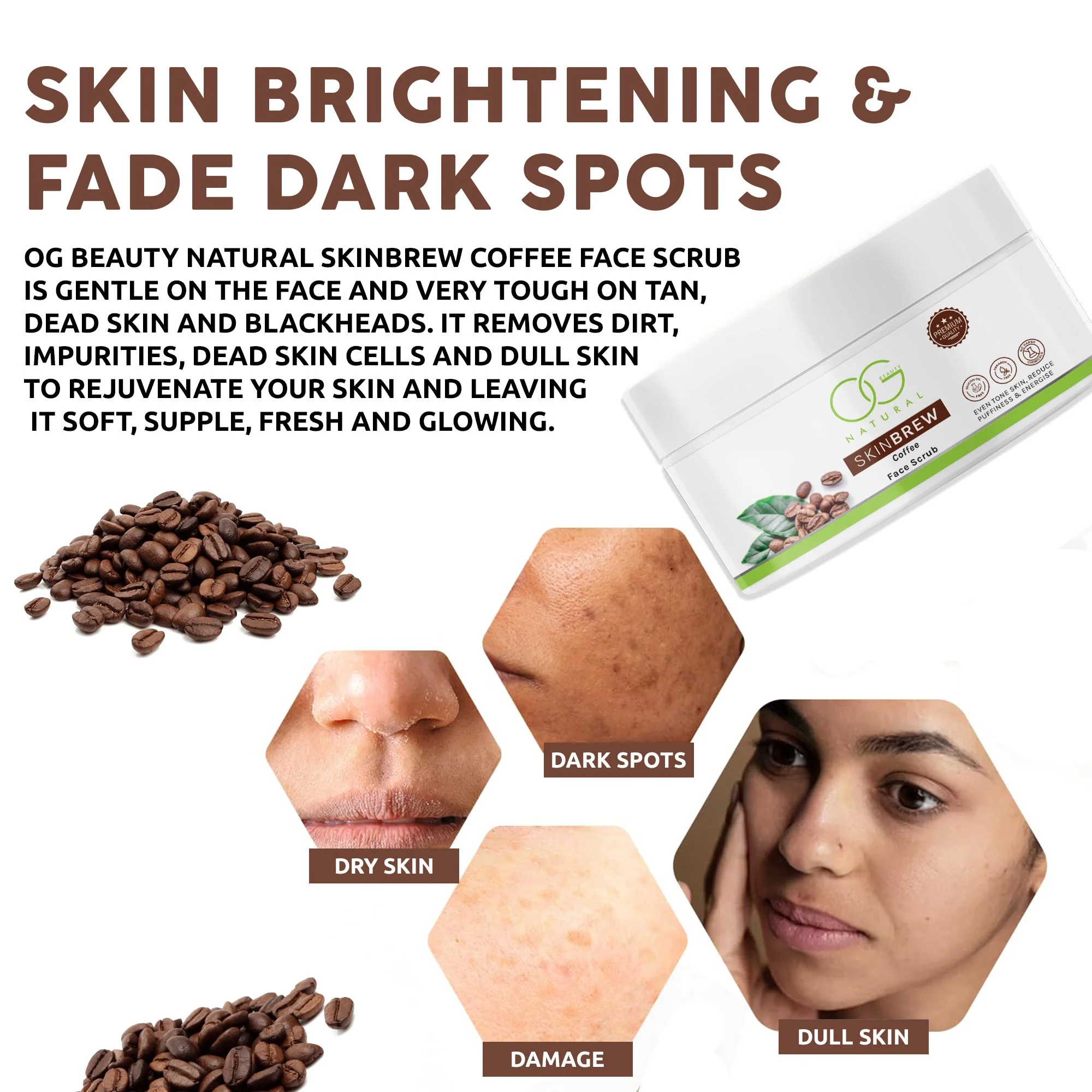 OG BEAUTY Natural Skinbrew Coffee Face Scrub 125 Gm - Image 3