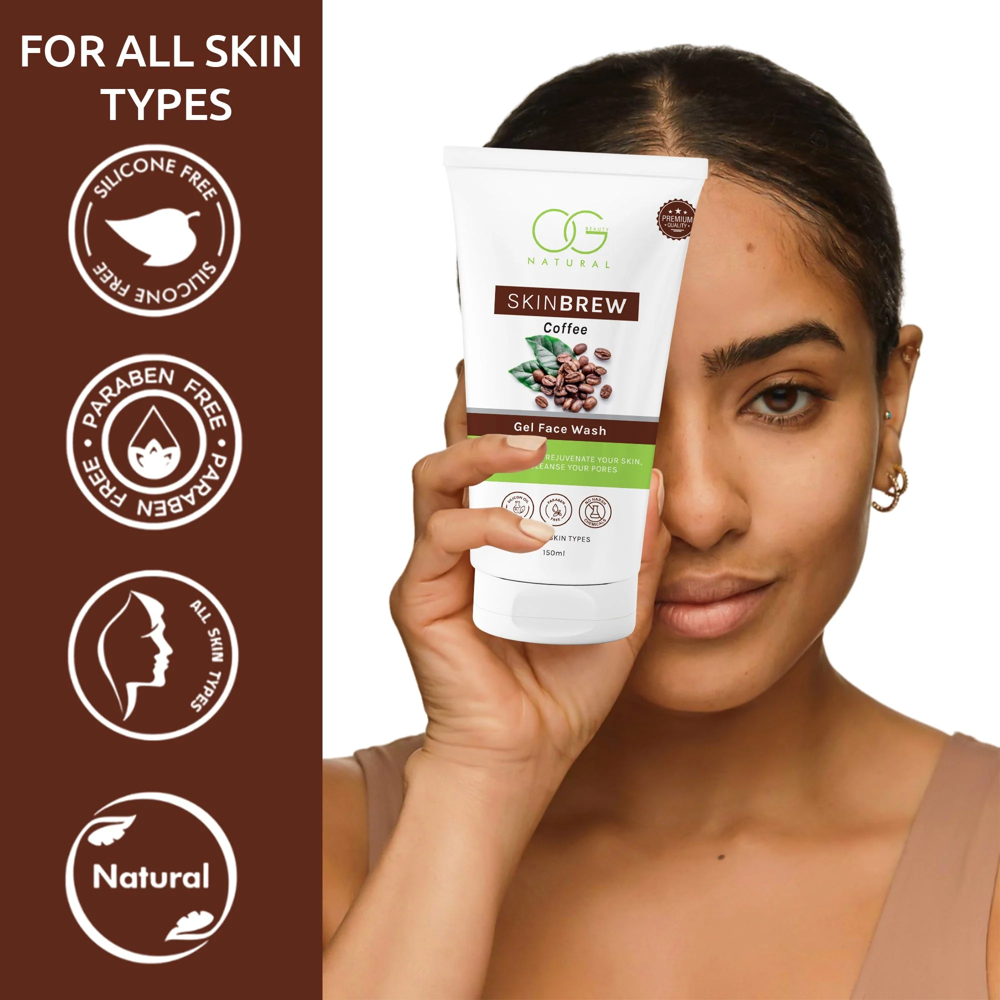 OG BEAUTY Natural Skinbrew Coffee Gel Face Wash 150 ML - Image 5