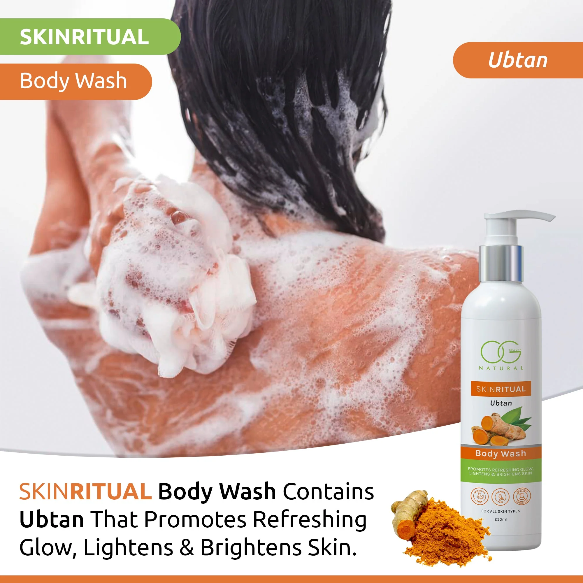 OG BEAUTY Natural Skinritual Ubtan Body Wash 250 Ml - Image 2