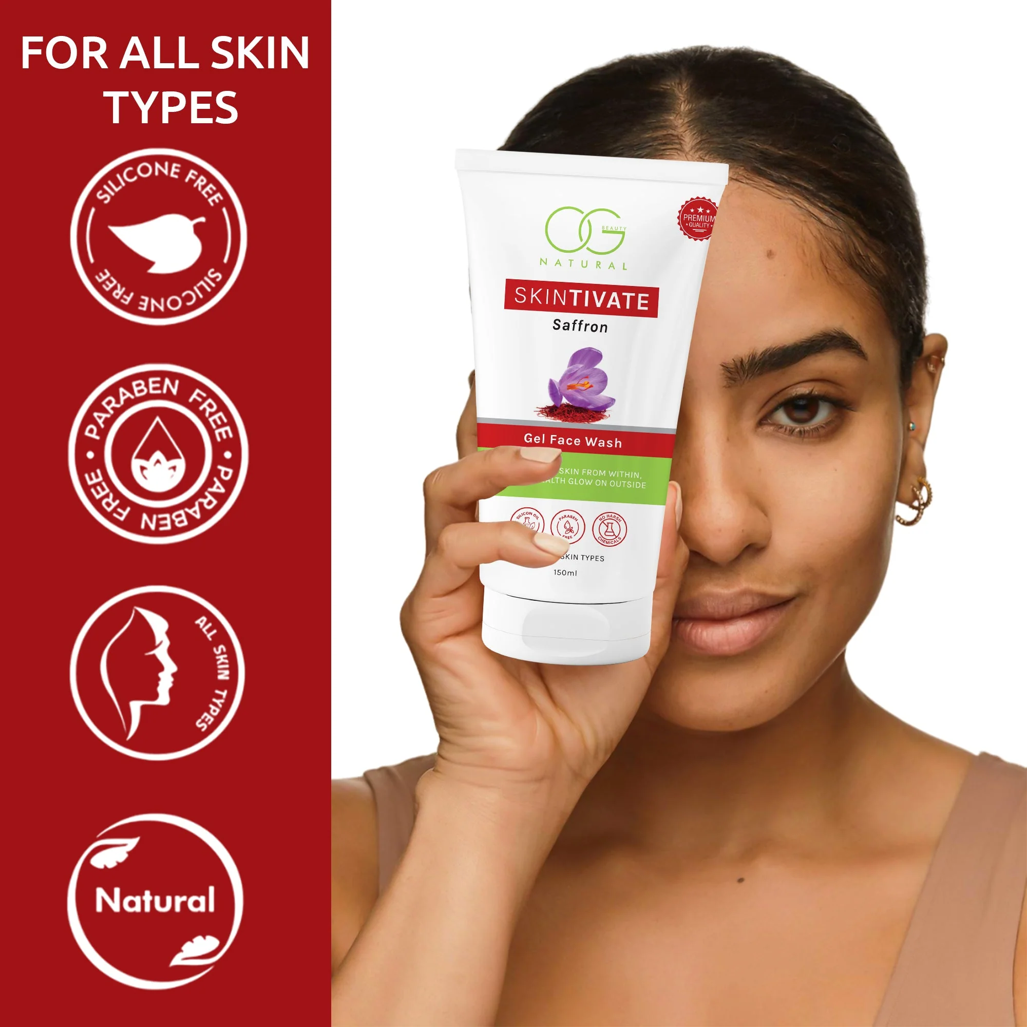 OG BEAUTY Natural Skintivate Saffron Gel Face Wash 150 ML - Image 5