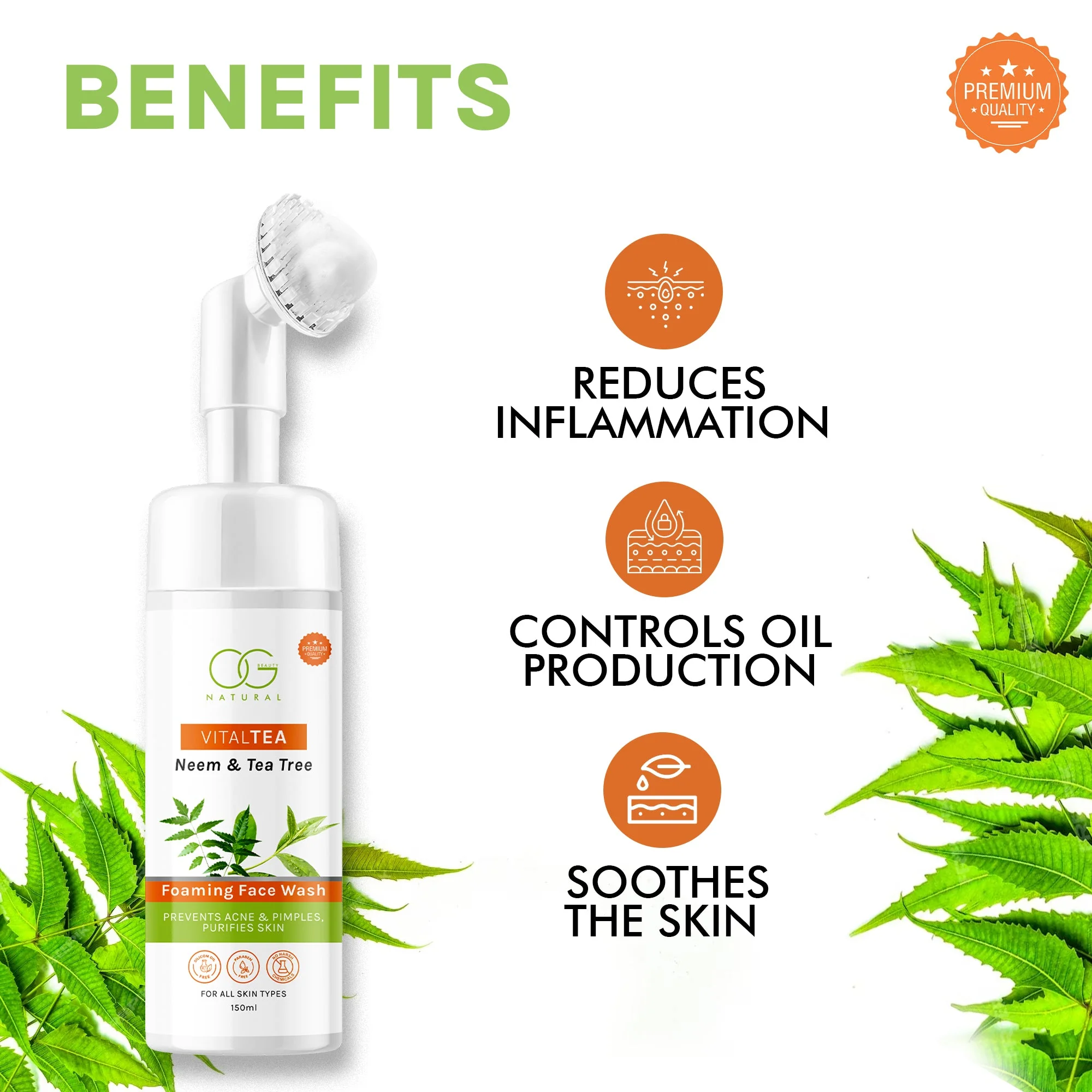 OG BEAUTY Natural Vitaltea Neem With Tea Tree Foaming Face Wash 150 Ml - Image 2