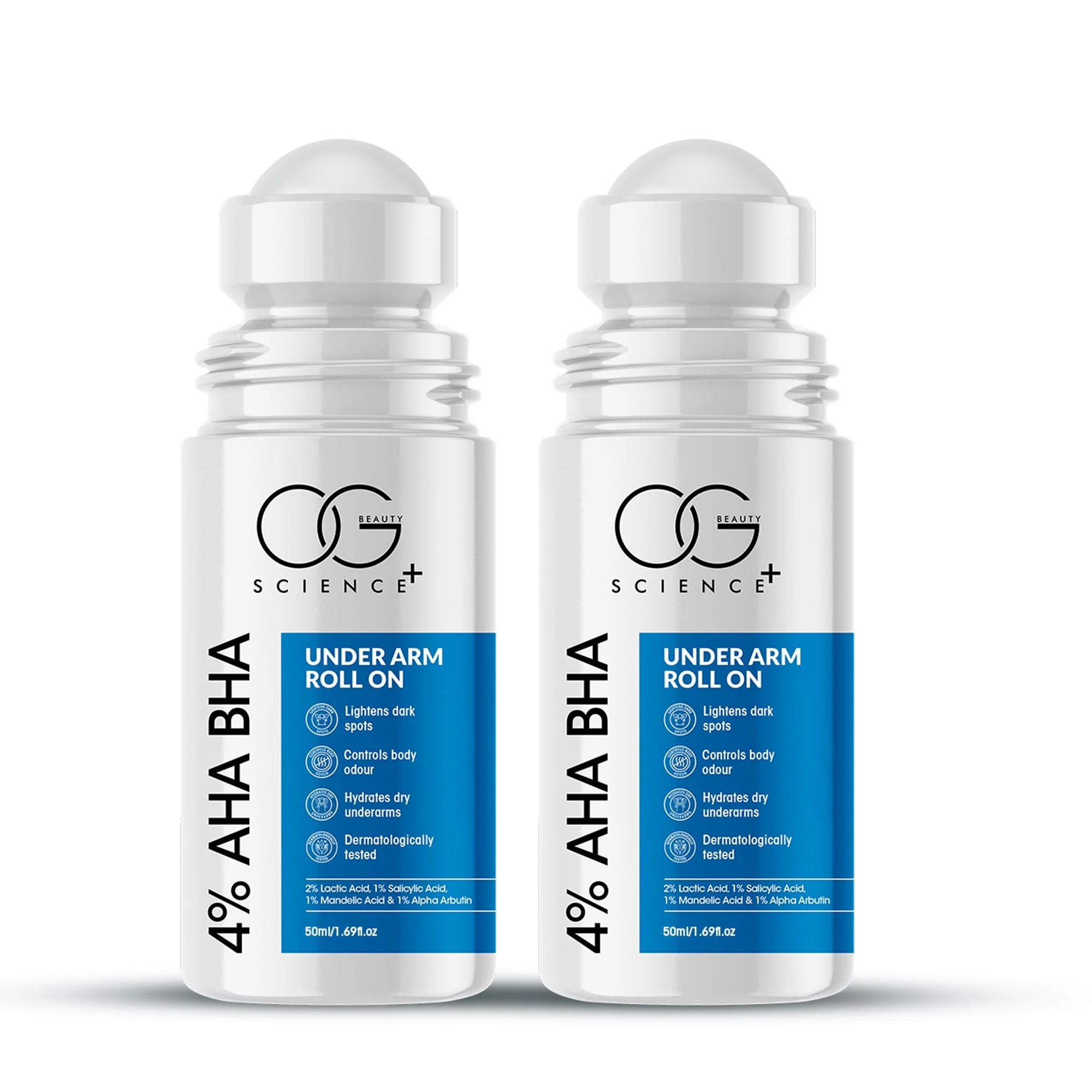 OG BEAUTY Science+ AHA BHA Underarm Roll On | 2% Lactic 1% Salicylic 1% Mandelic Acid 1% Alpha Arbutin | Lightens Dark Spots & Controls Odour | 50ml - Image 22