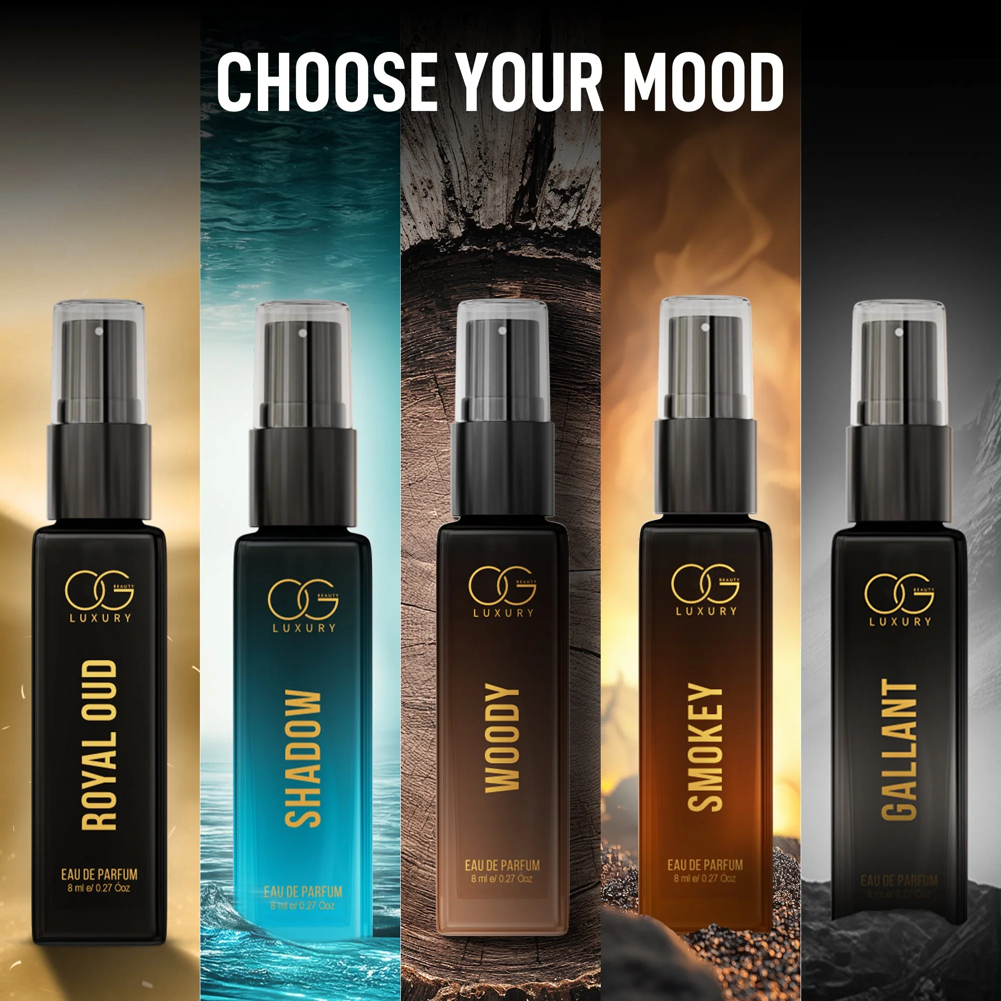 OG Luxury Perfume Gift Set for Men | 5 Eau De Parfum Scents (5 x 8ml) | Long-Lasting & Travel-Friendly - Image 4