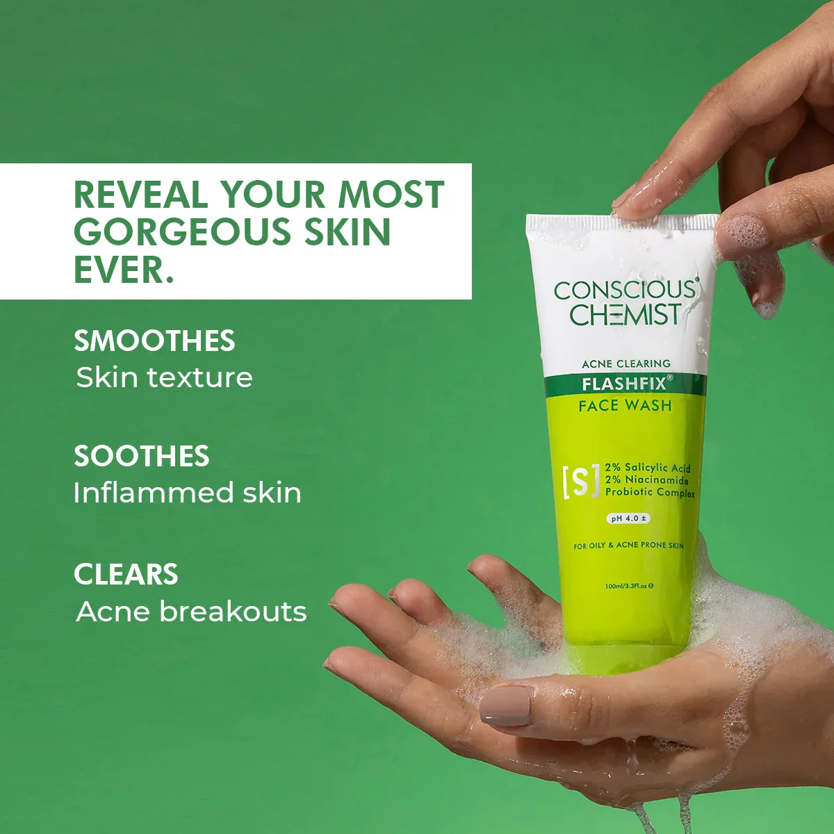Oil Control & Acne Clearing Exfoliating Face Wash | AHA, BHA & CICA Extract | 100 ml | CK - Image 5