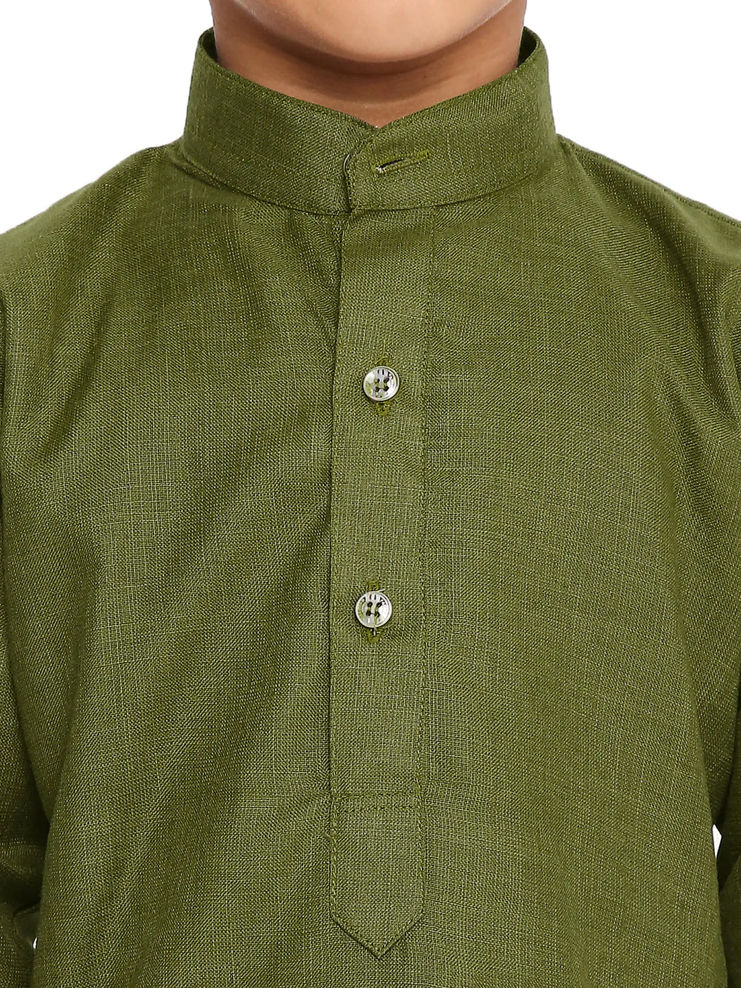 Olive Green Cotton Blend Kurta - Image 5