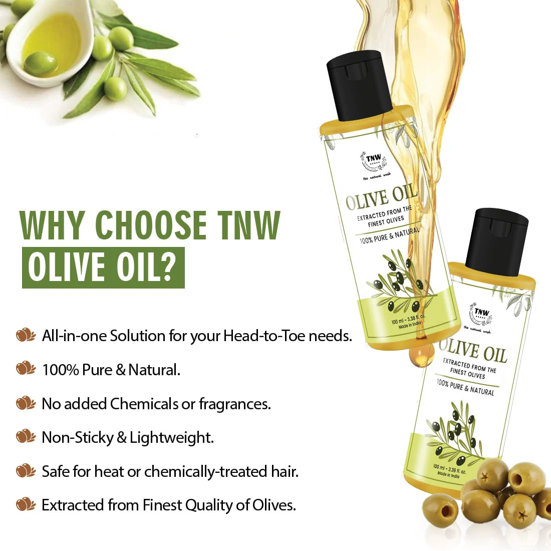 Olive Oil- Non-Sticky & Lightweight for Silky strong hair. - Image 2