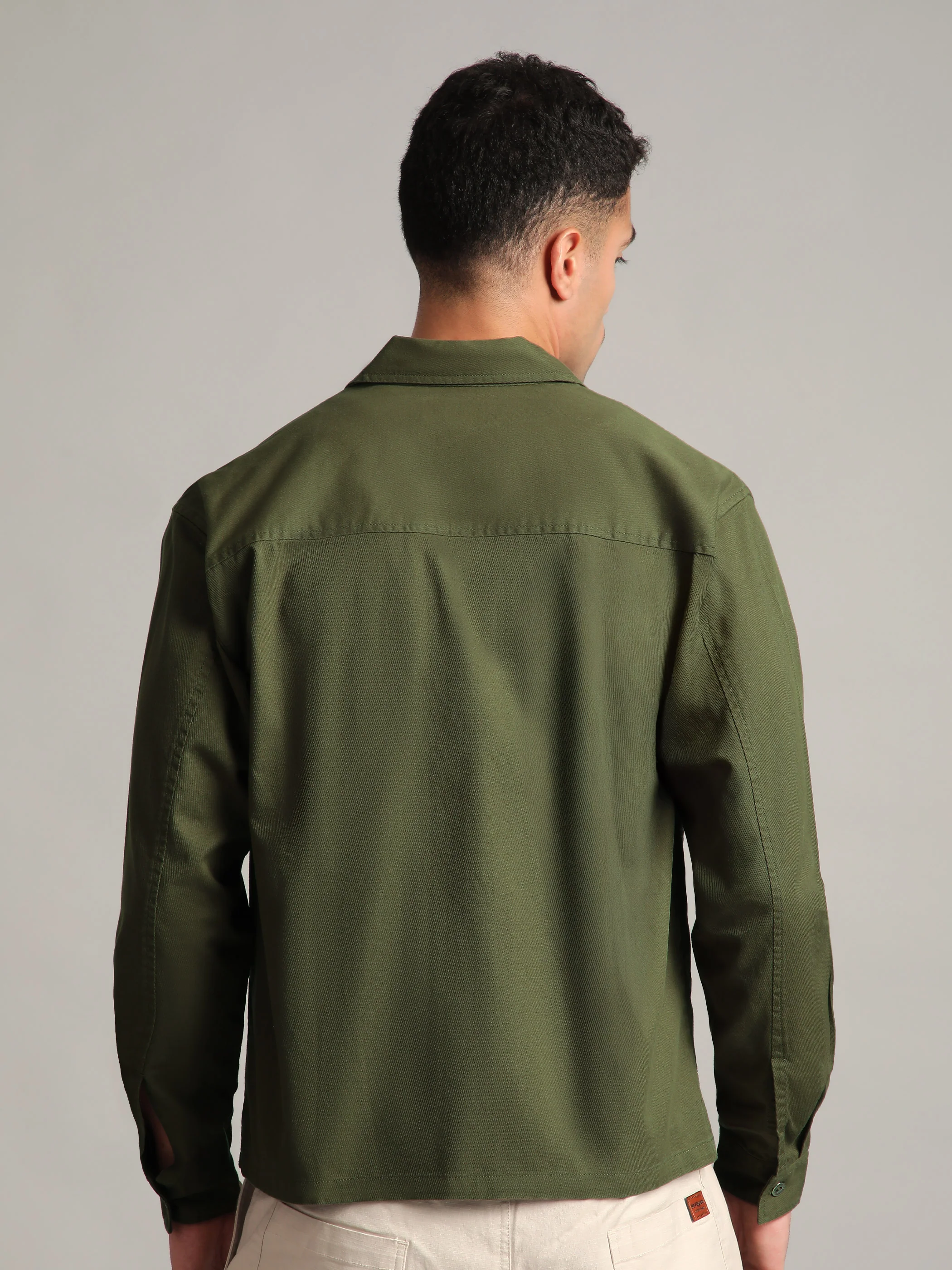 Olive Solid Multipocket Shacket - Image 3