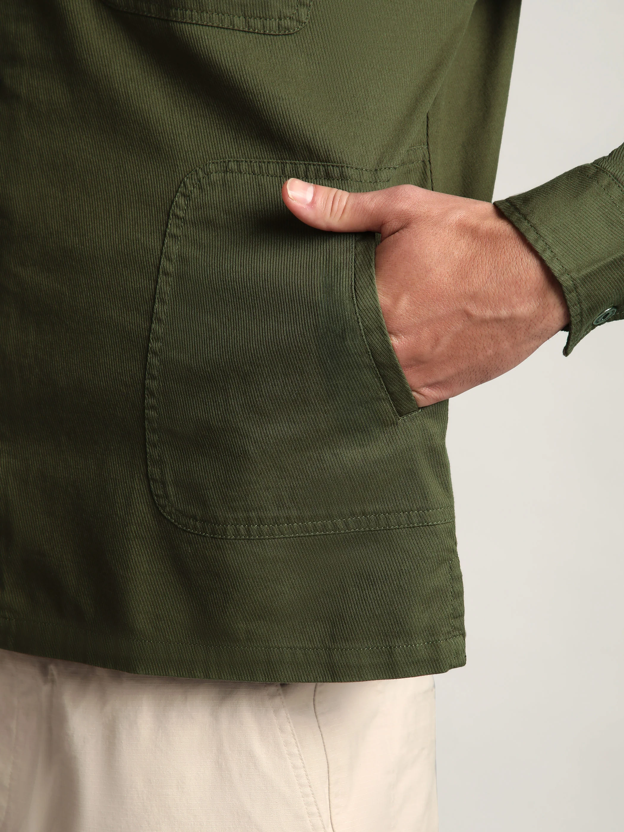 Olive Solid Multipocket Shacket - Image 6