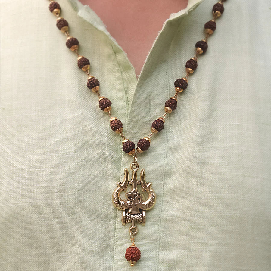 OM Shiva Trishool Rudraksha Necklace - Image 3
