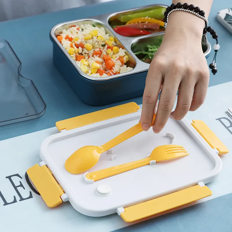 On the Go with Our 3-Compartment Bento Lunch Box with Breathable Button Design - Image 14