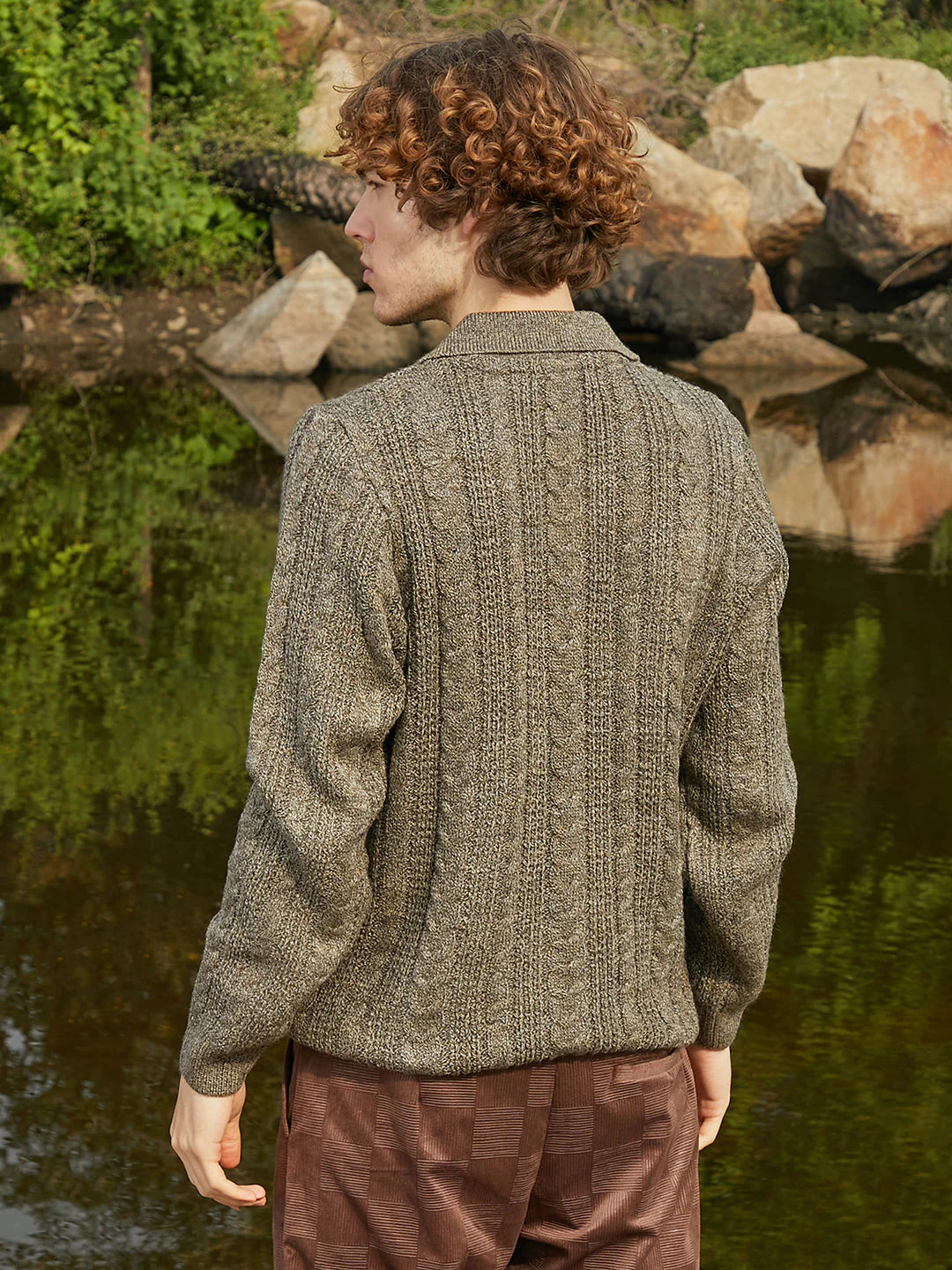 OneKind Braid-Knit Collared Sweater - Image 4