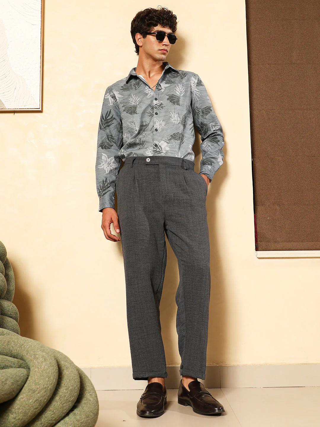 OneKind Pleated-Dobby Tailored Trousers - Image 5