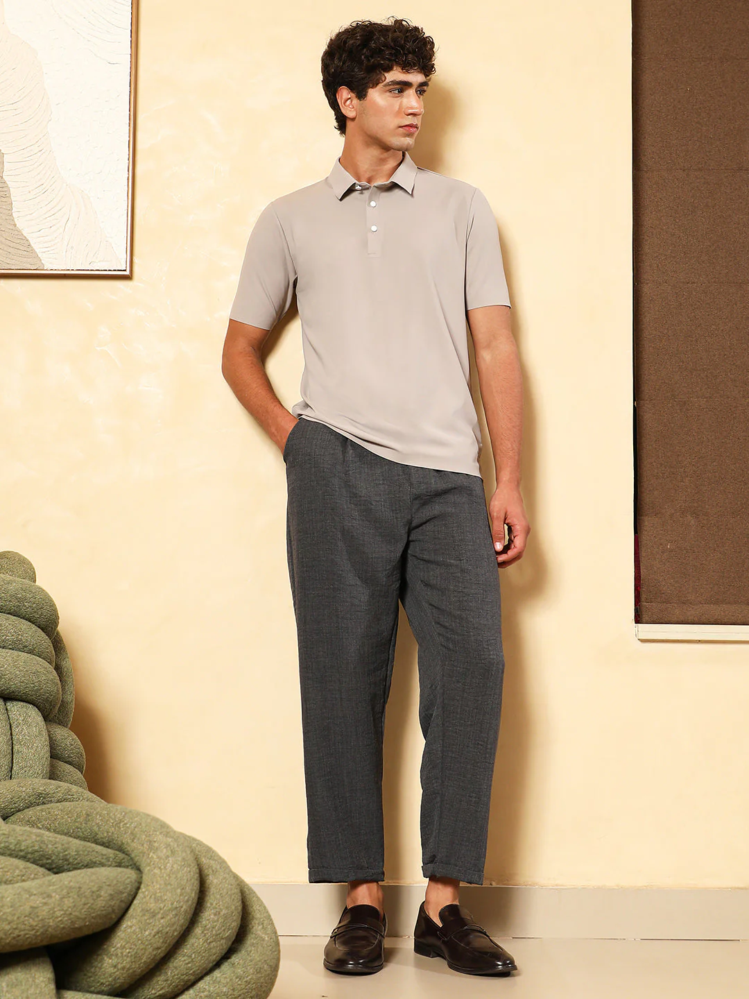 OneKind Seamless Grid Polo T-Shirt - Image 5
