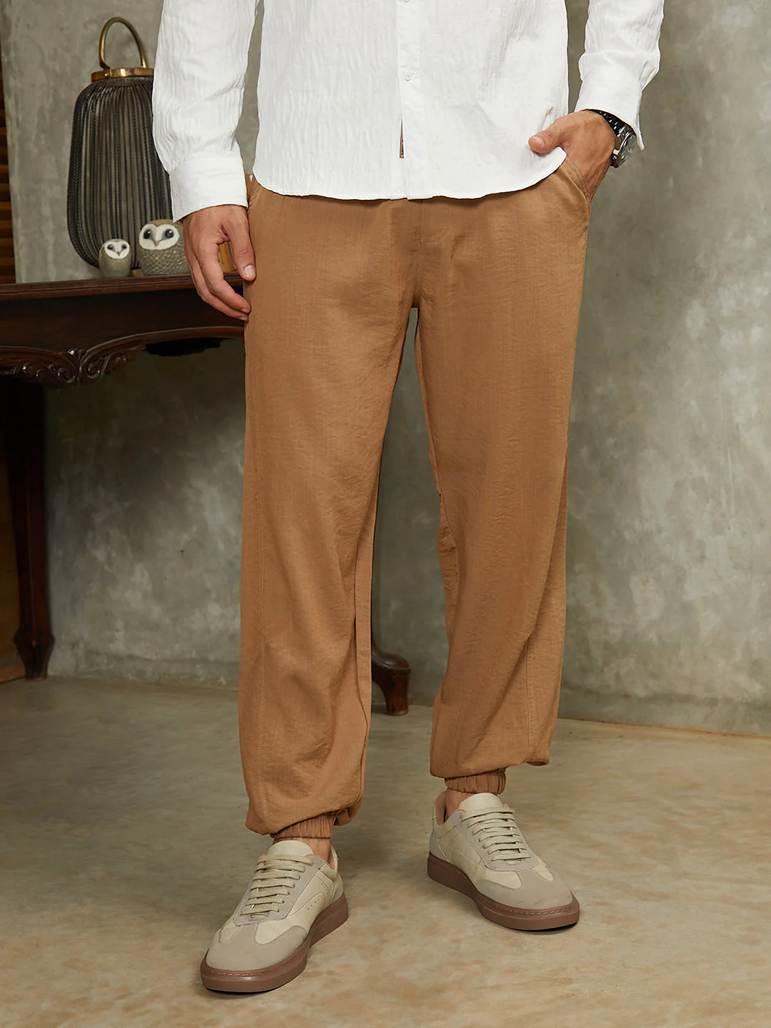 OneKind Solid Belted Cargo Pants - Image 2