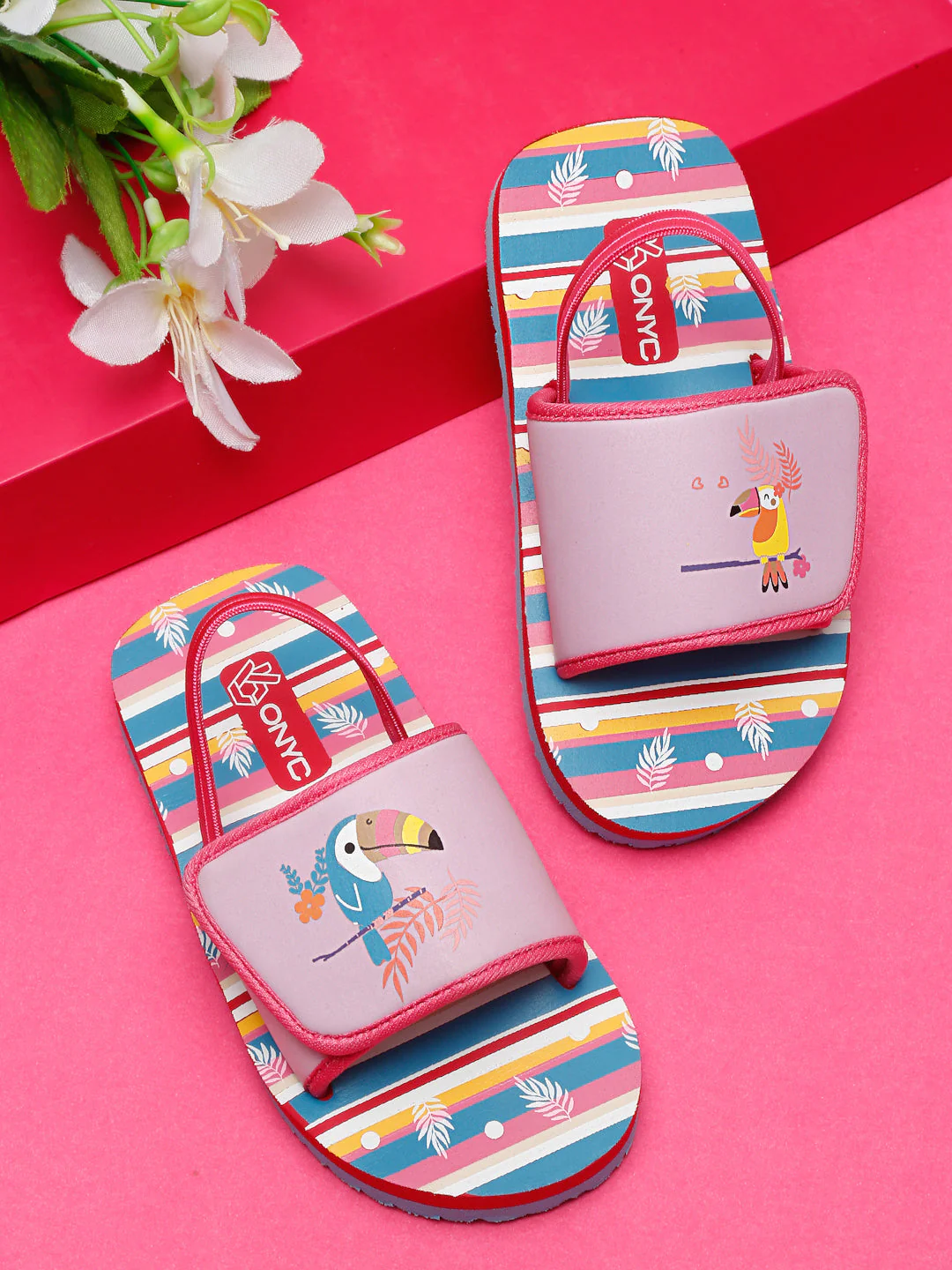 ONYC Girls Sliders | Parrot Lavender With Adjustable Strap & Back Support - Image 214