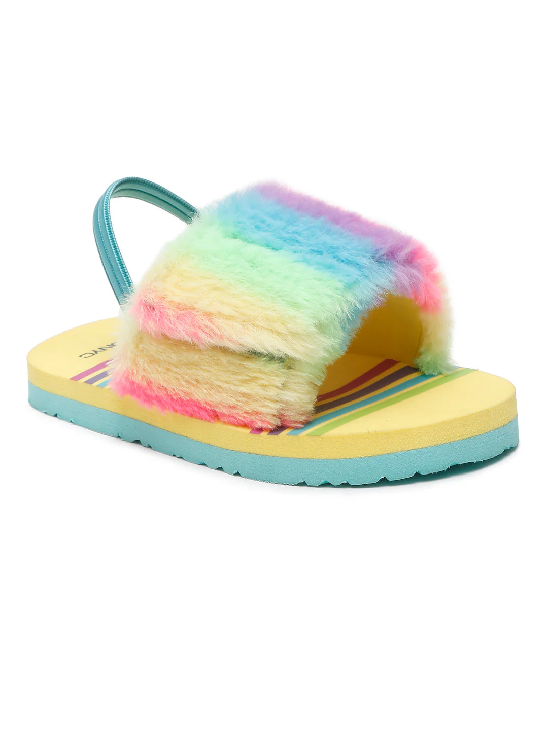 ONYC Kids Rainbow Slippers/Sliders for Girls with Adjustable Strap - Yellow - Image 2