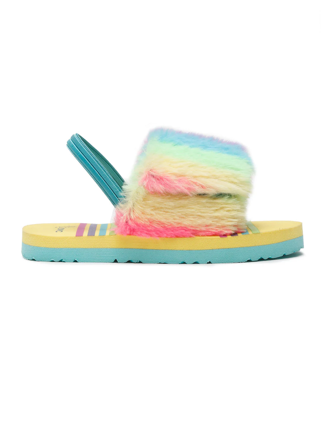 ONYC Kids Rainbow Slippers/Sliders for Girls with Adjustable Strap - Yellow - Image 3