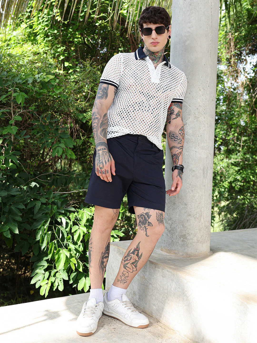 Open-Knit Block Polo T-Shirt - Image 6