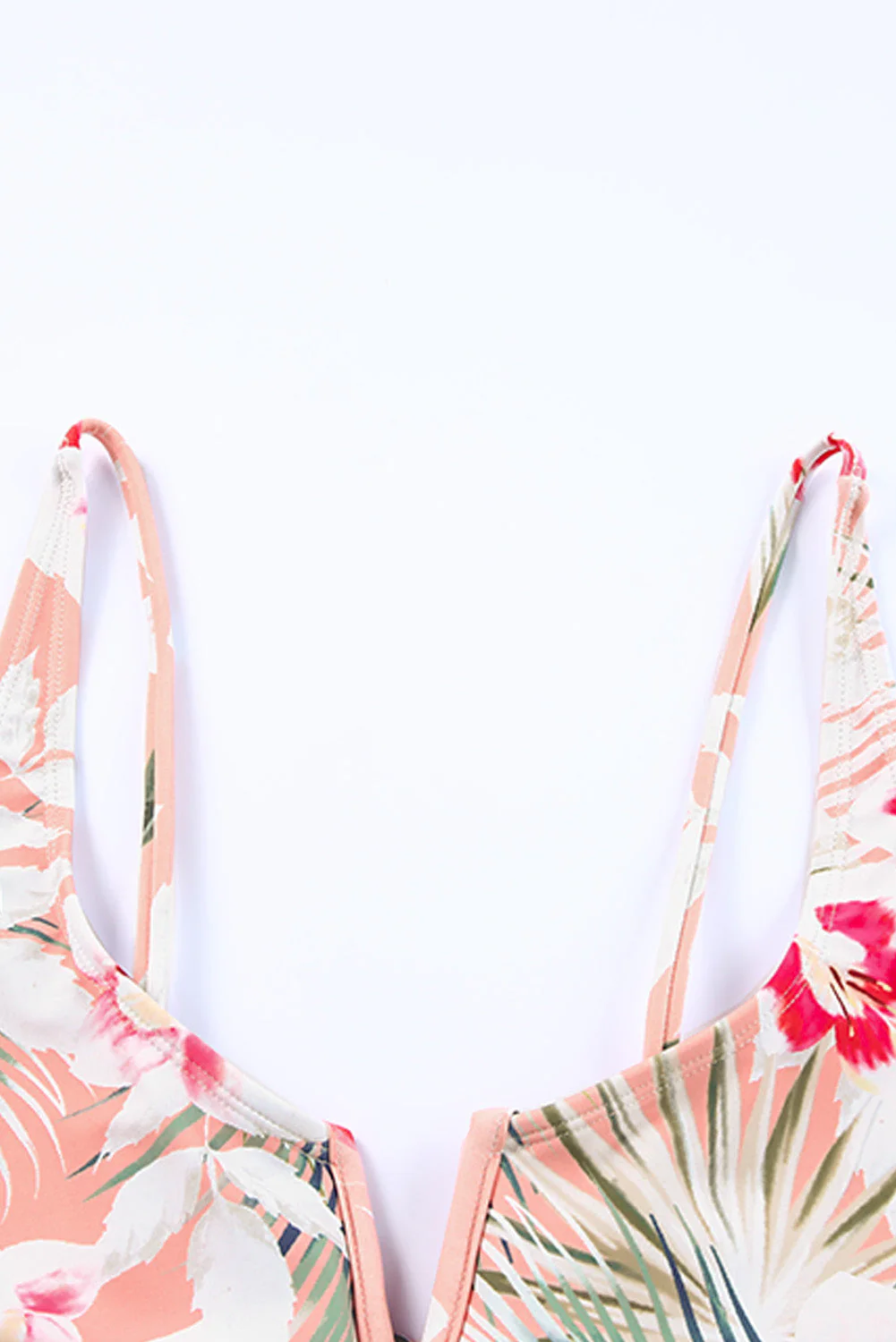 Orange Tropical Floral Print High Waist Bikini - Image 13