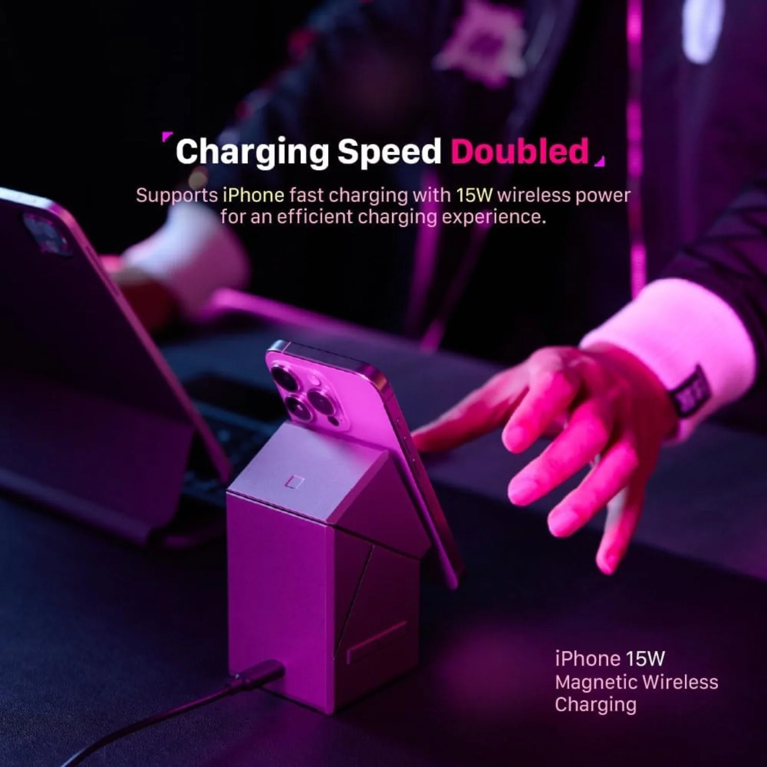 Orbix: 3-in-1 Qi2 Futuristic Magnetic Wireless Charging Station with 15W Fast Charging, MagSafe-Compatible Dock for iPhone, Apple Watch & AirPods - Image 6