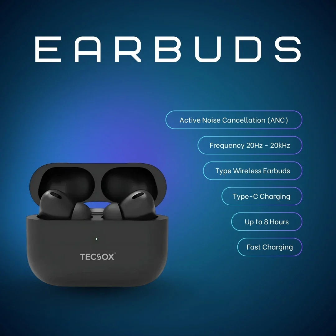 Order TecPod Pro Black Matt Bluetooth Earbuds | Deep Bass | Under ₹1000 - Image 5