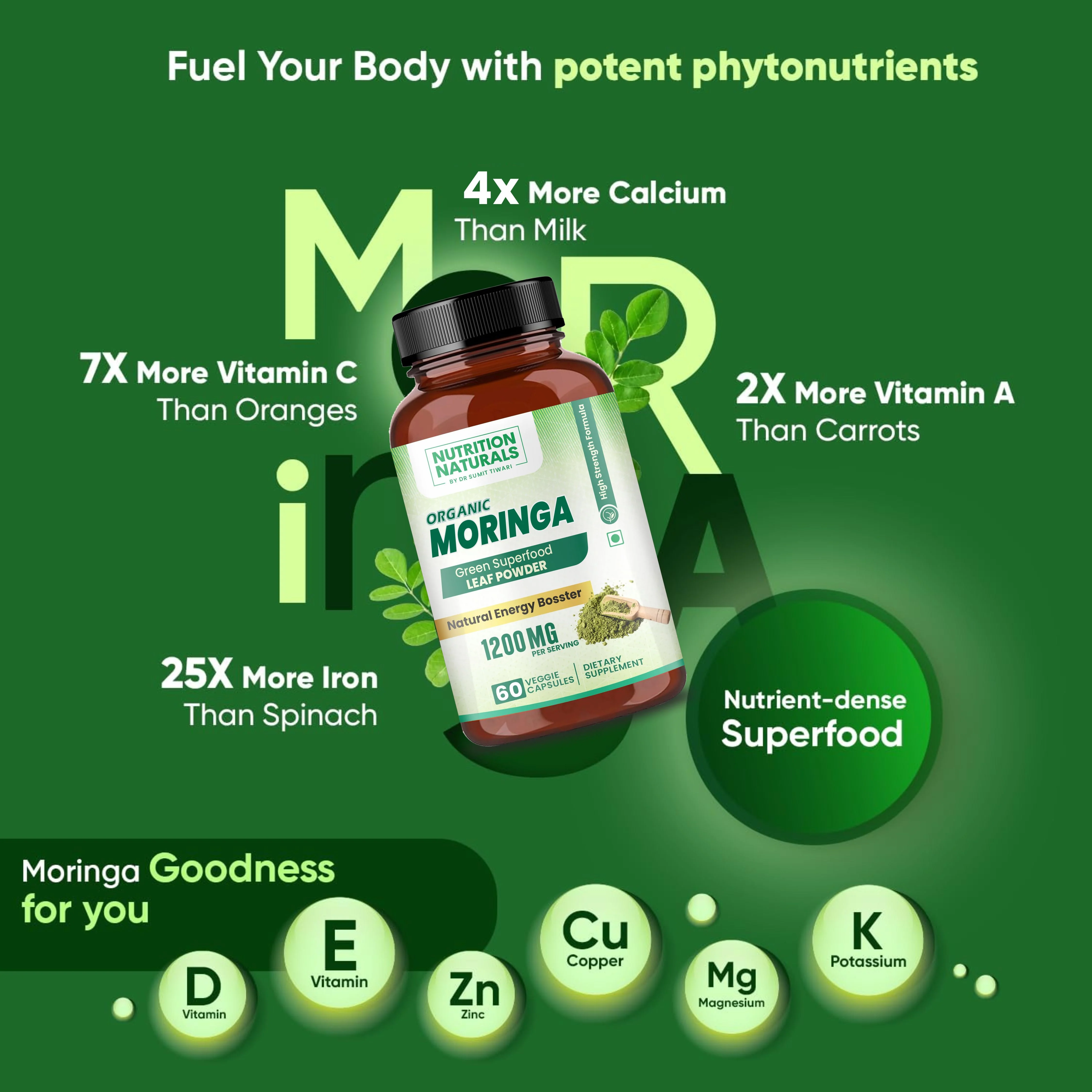 Organic Moringa Superfood 1200mg (60 capsules) - Image 3
