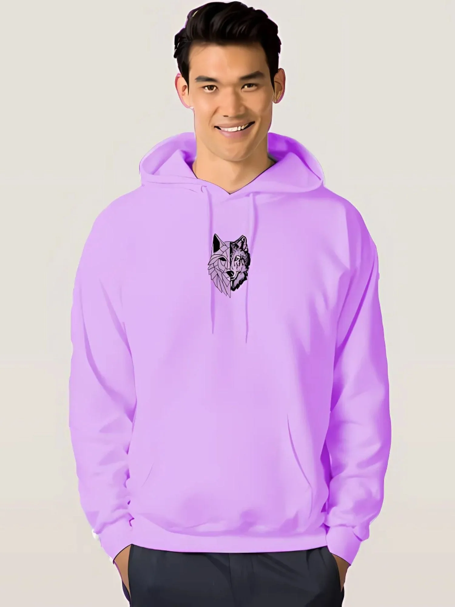 Oversized T shirt Mens Backprinted HOODIES - WILD LAVENDER - Image 2