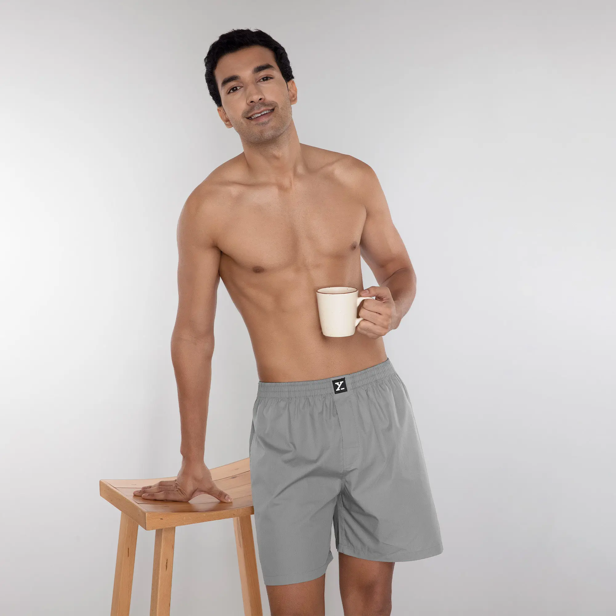 Pace Cotton Boxer Shorts Ash Grey - Image 6