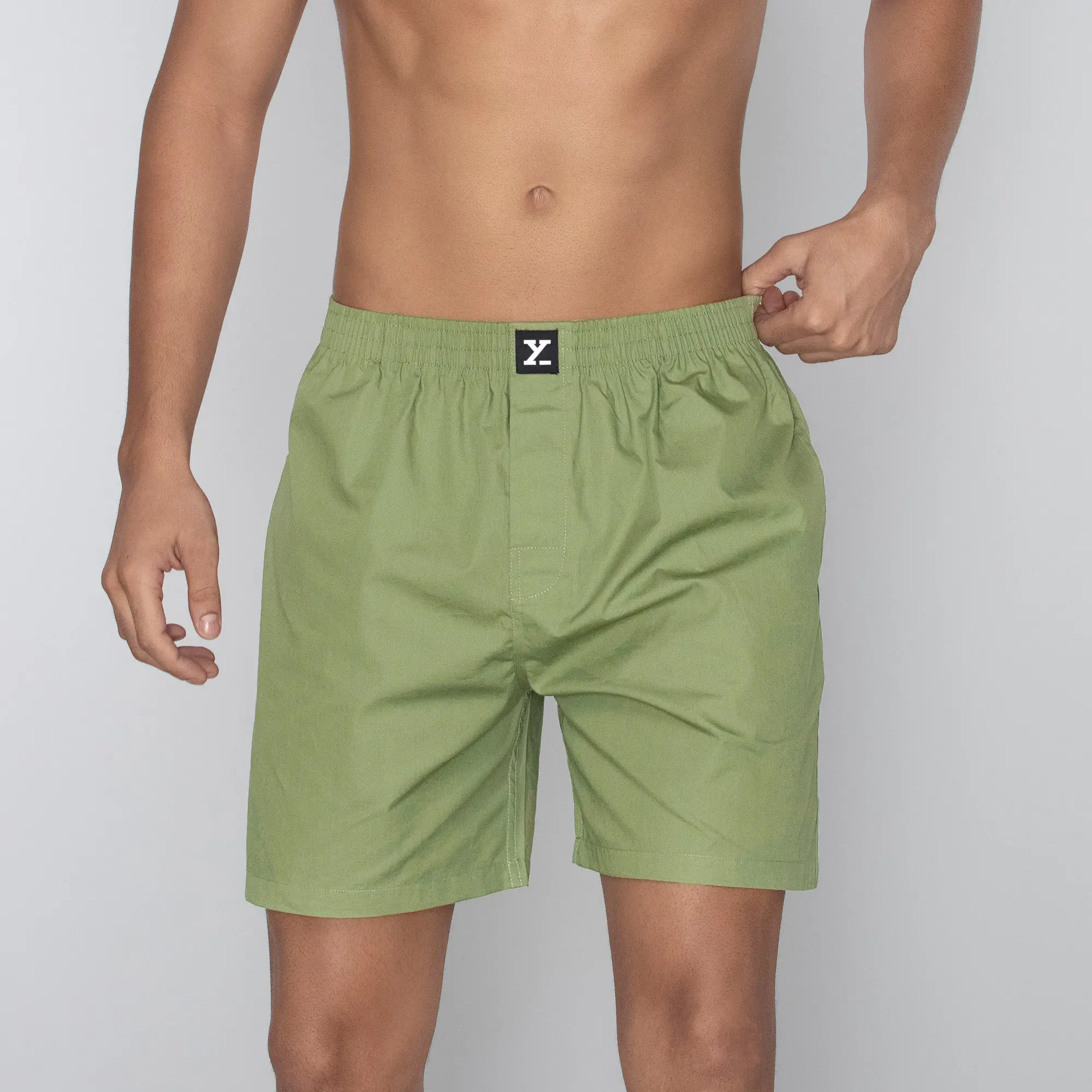 Pace Cotton Boxer Shorts Olive Green - Image 2